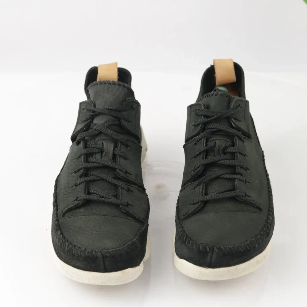 Clarks Originals Womens Trigenix Flex Sneaker Size 7.5 Black Nubuck Lace Up Shoe